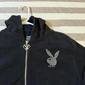 Playboy rhinestone zip hoodie y2k